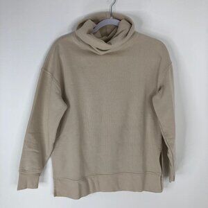 Athleta Women Athleisure Beige Funnel Neck Pullover Fleece Size XS